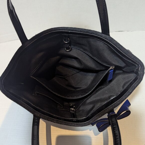 Coach Signature Stripe Wool Gray Blue NS Tote Bag - Picture 9 of 11